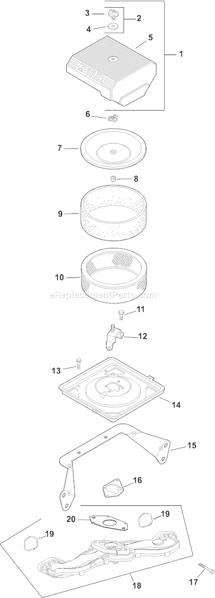 Page A Diagram and Parts List for  Kohler