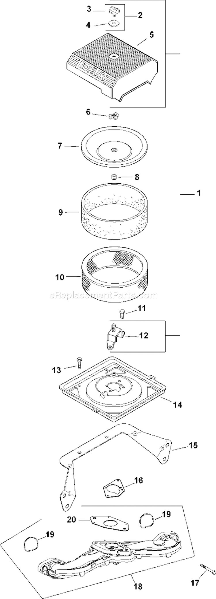 Page A Diagram and Parts List for  Kohler