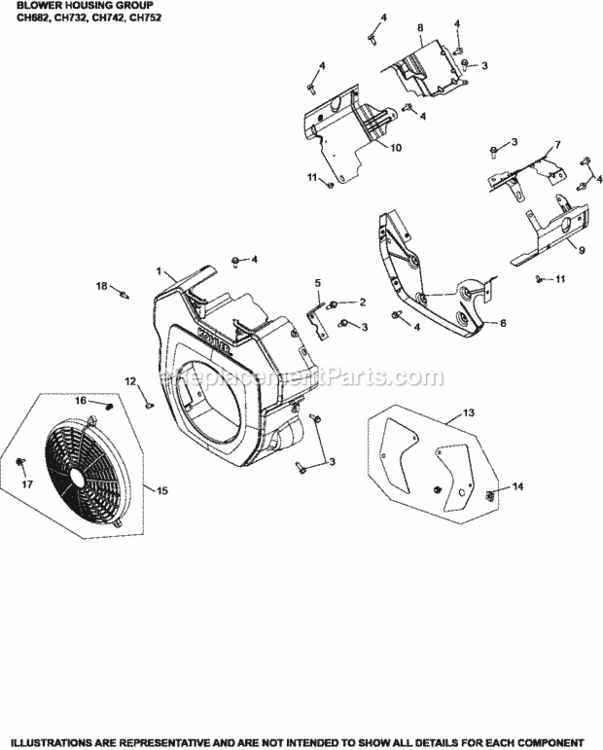 Blower_Housing_Group_6-24-517_Ch682-752 Diagram and Parts List for  Kohler Engine