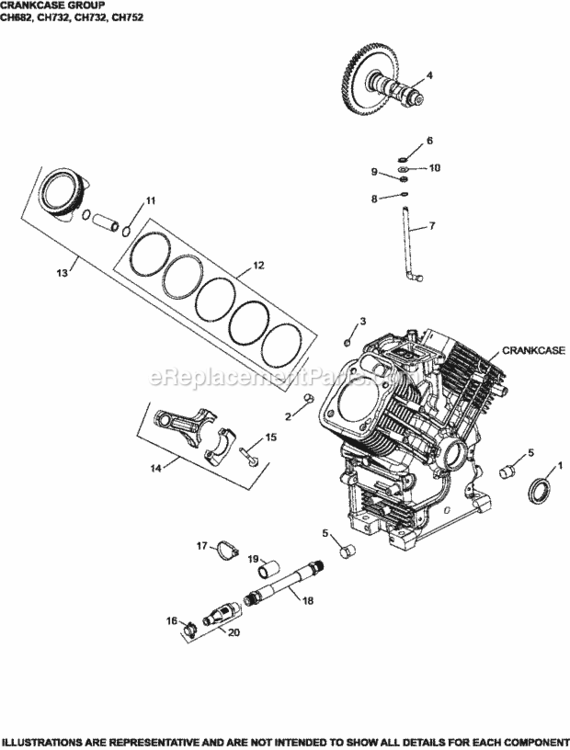 Crankcase_Group_2-24-436_Ch682-752 Diagram and Parts List for  Kohler Engine