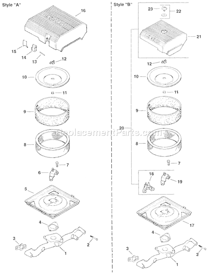 Page A Diagram and Parts List for  Kohler