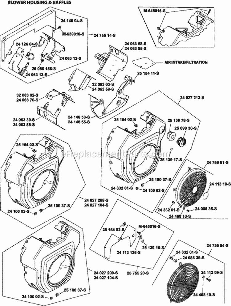 Page B Diagram and Parts List for  Kohler Engine