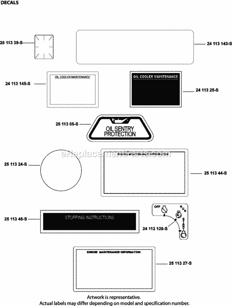 Page E Diagram and Parts List for  Kohler Engine
