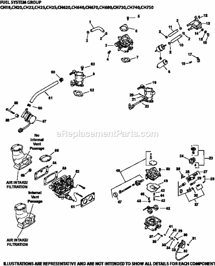 Page H Diagram and Parts List for  Kohler Engine