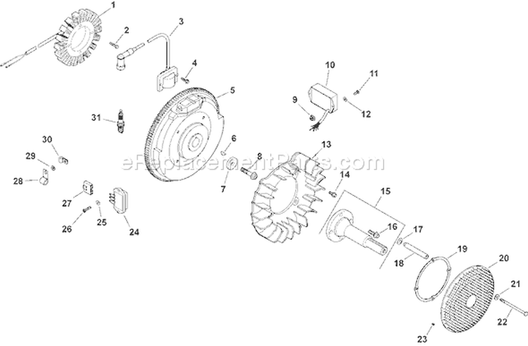 Page J Diagram and Parts List for  Kohler Engine