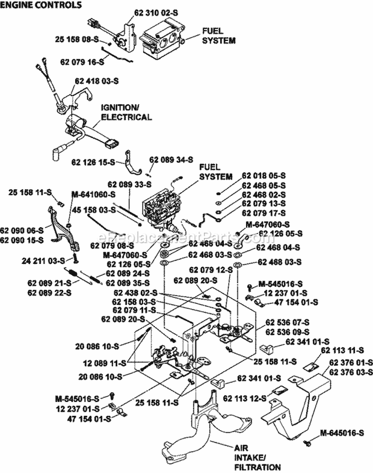 Page F Diagram and Parts List for  Kohler Engine