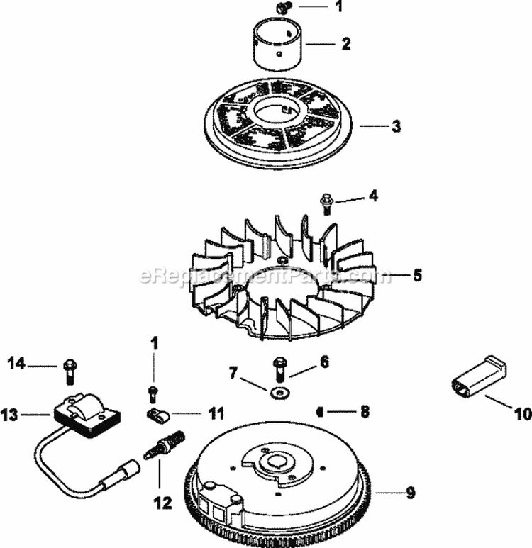 Page J Diagram and Parts List for  Kohler Engine