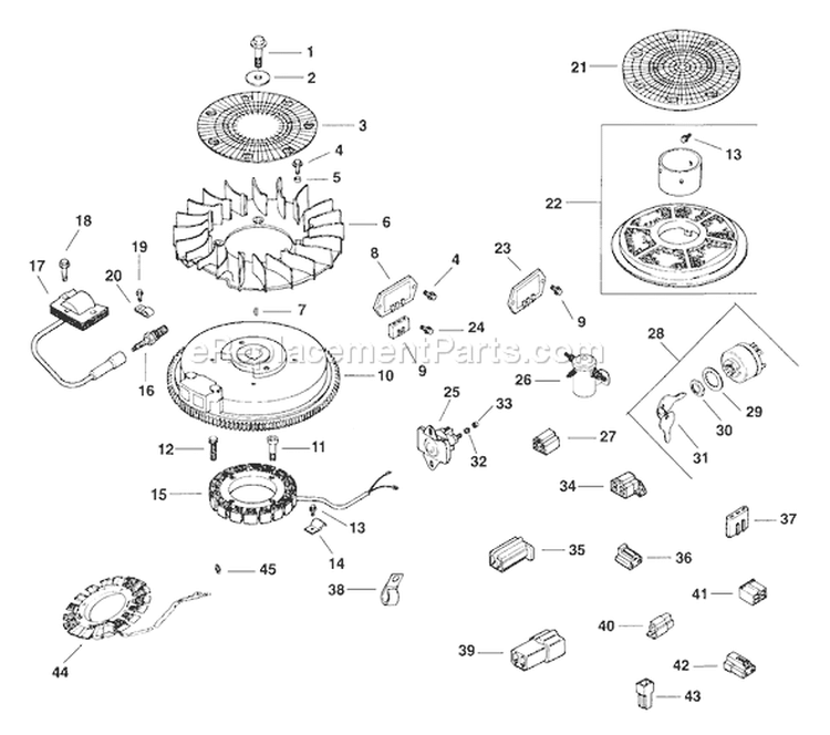 Page K Diagram and Parts List for  Kohler Engine