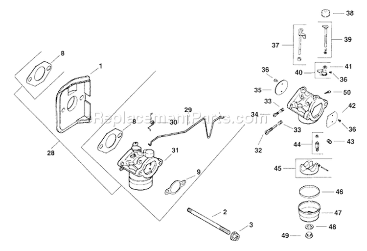 Page H Diagram and Parts List for  Kohler Engine