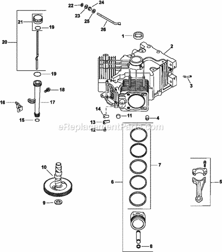 Page E Diagram and Parts List for  Kohler Engine