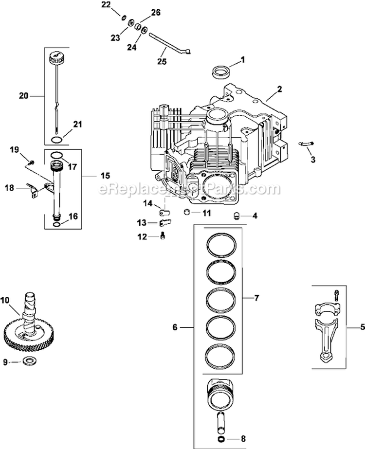 Page C Diagram and Parts List for  Kohler Engine