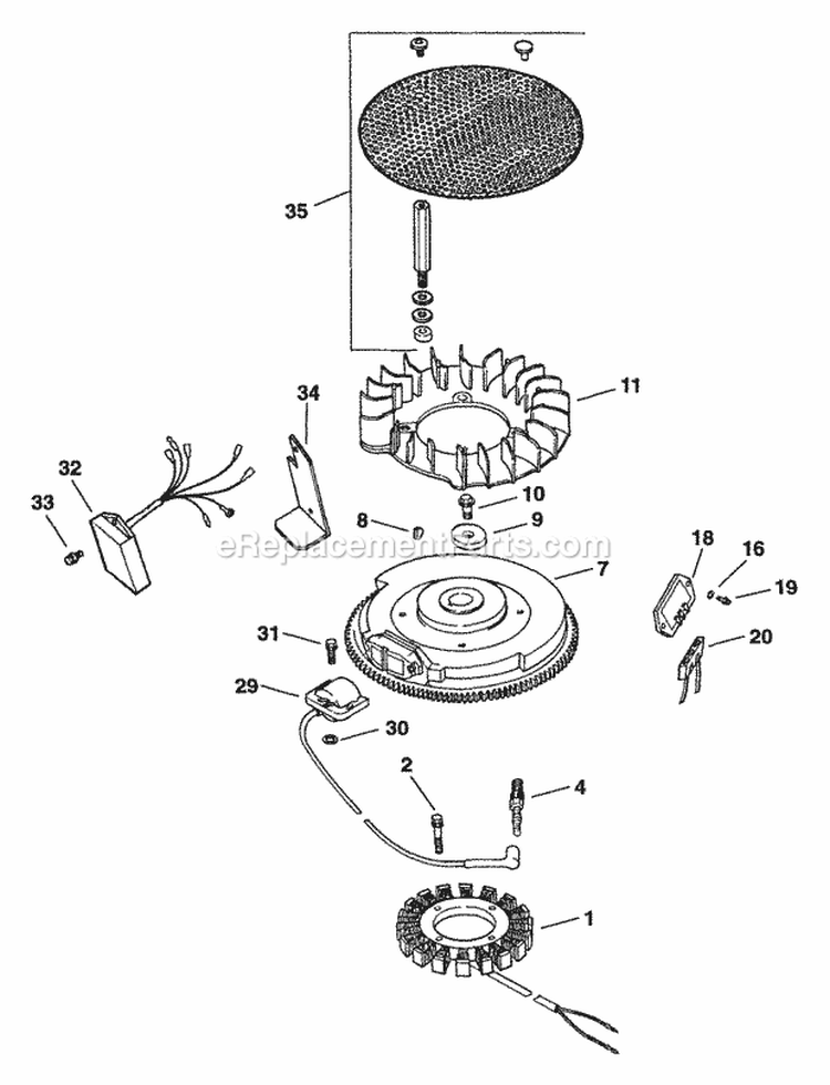 Page K Diagram and Parts List for  Kohler Engine