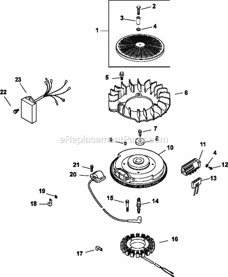 Page K Diagram and Parts List for  Kohler Engine