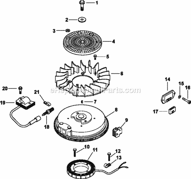 Page J Diagram and Parts List for  Kohler Engine