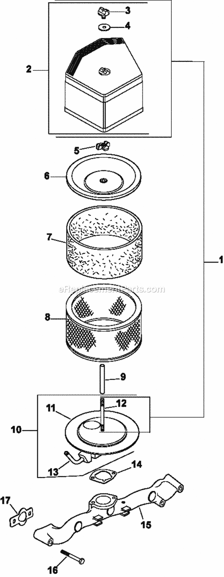 Page A Diagram and Parts List for  Kohler Engine
