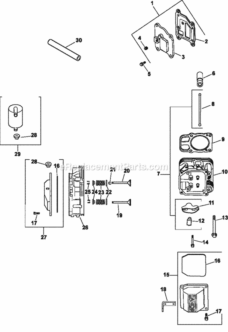 Page E Diagram and Parts List for  Kohler Engine