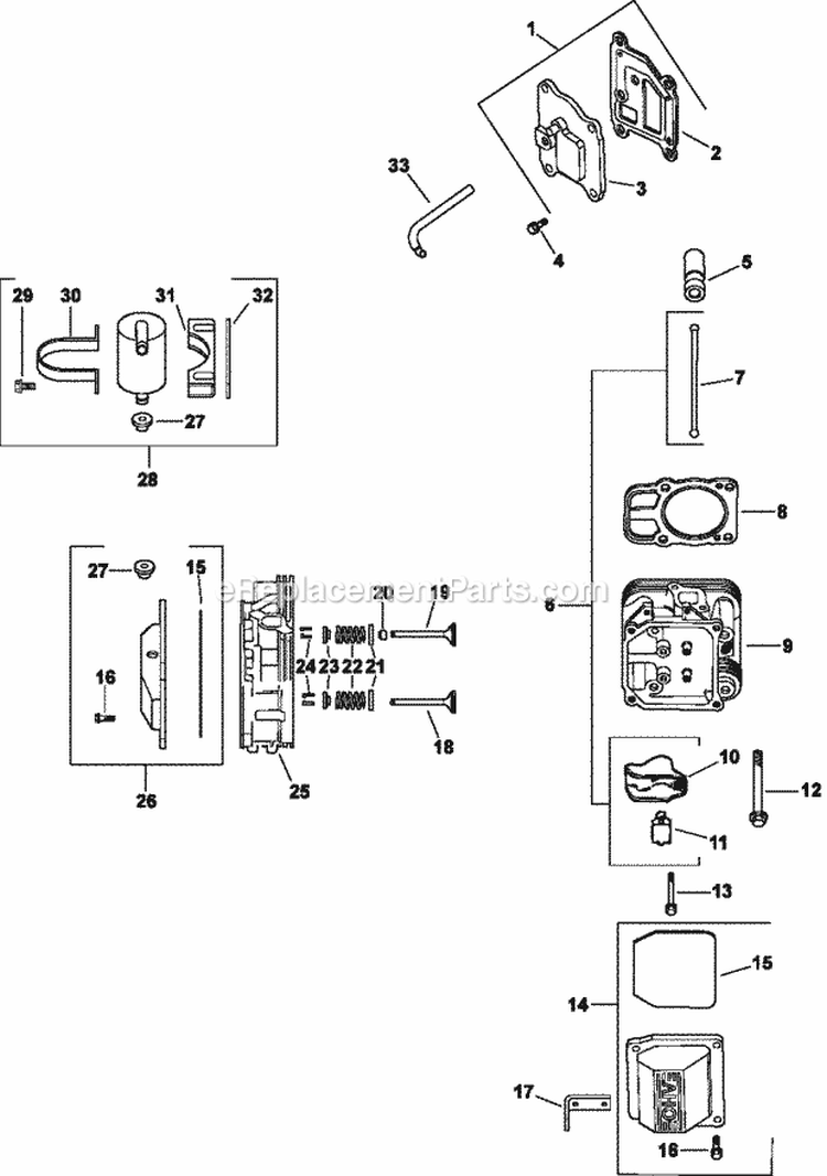 Page J Diagram and Parts List for  Kohler Engine
