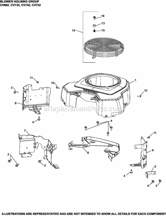 Blower_Housing_Group6-24-503_Cv682-752 Diagram and Parts List for  Kohler Engine
