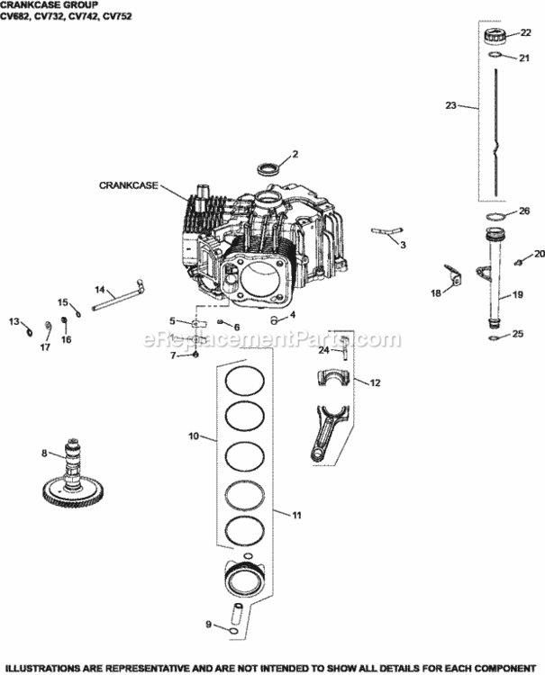 Crankcase_Group2-24-460_Cv682-752 Diagram and Parts List for  Kohler Engine