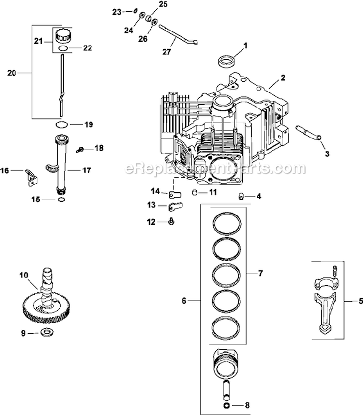 Page C Diagram and Parts List for  Kohler Engine