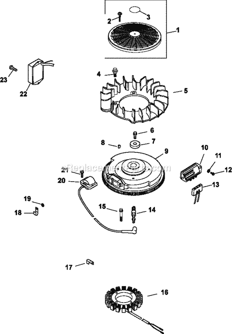 Page J Diagram and Parts List for  Kohler Engine
