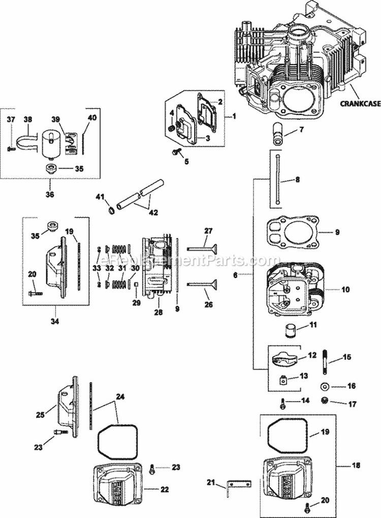 Page H Diagram and Parts List for  Kohler Engine