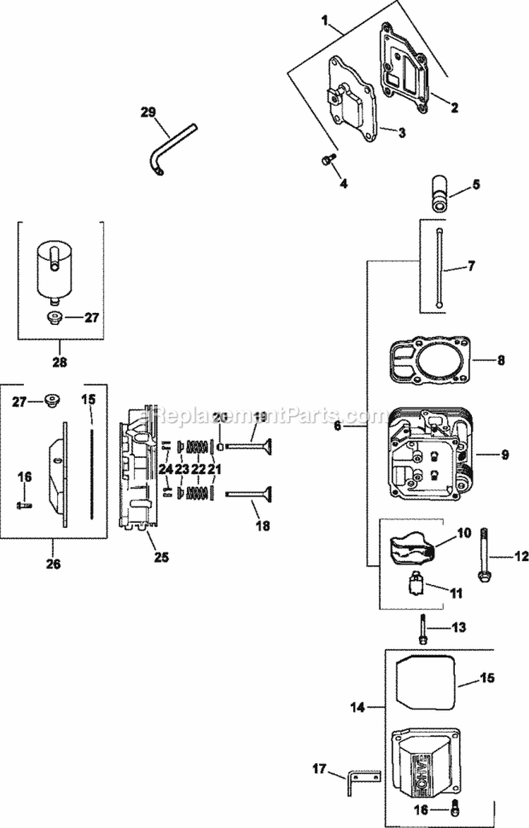 Page J Diagram and Parts List for  Kohler Engine