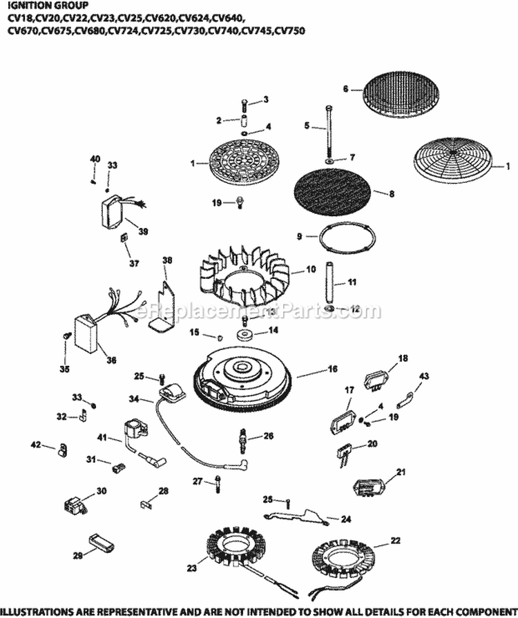 Page J Diagram and Parts List for  Kohler Engine