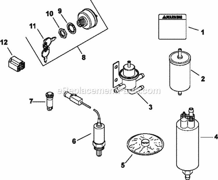 Page L Diagram and Parts List for  Kohler Engine