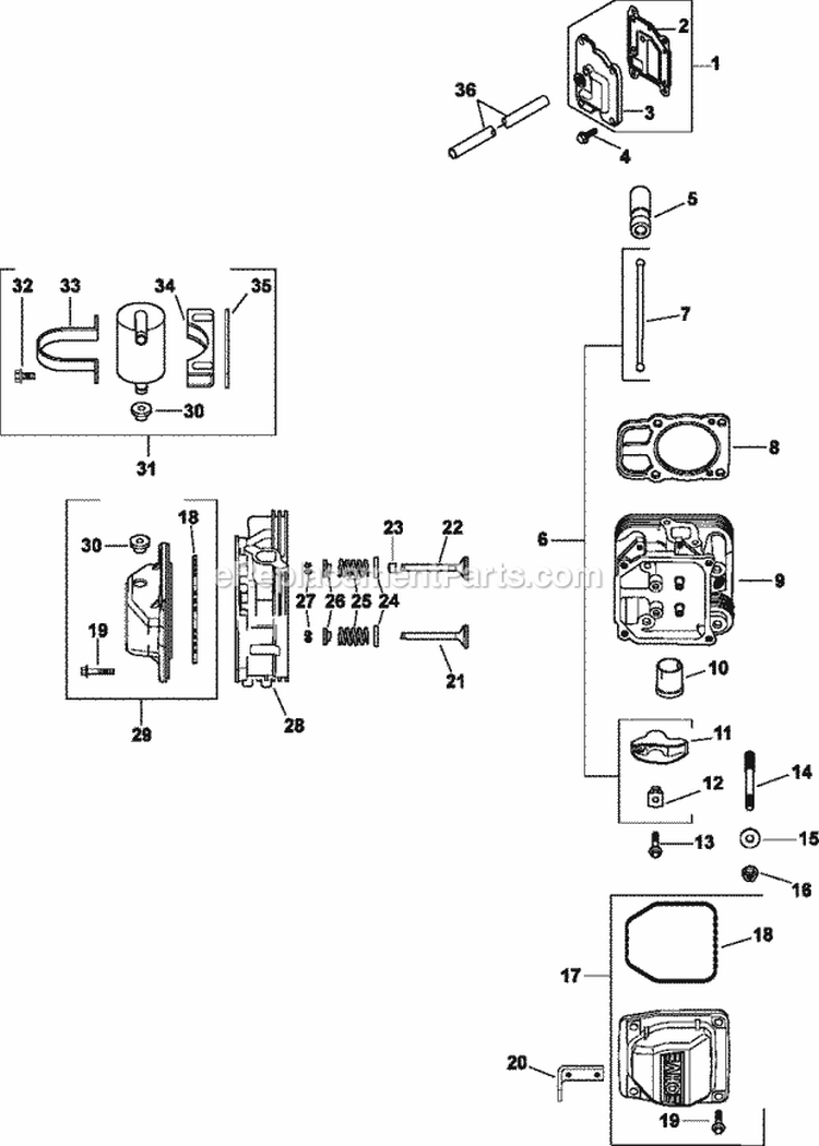Page J Diagram and Parts List for  Kohler Engine