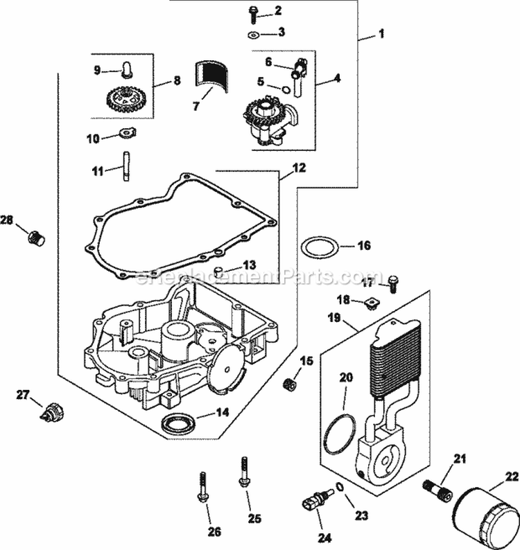 Page K Diagram and Parts List for  Kohler Engine