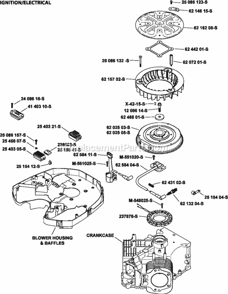 Page J Diagram and Parts List for  Kohler Engine