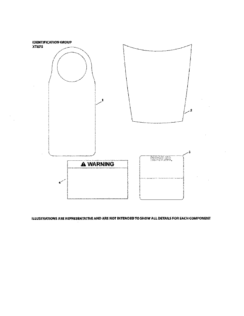 Identification (decals) Diagram and Parts List for  Kohler Engine