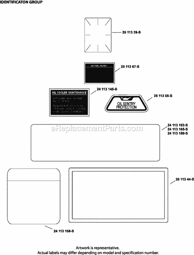 Page L Diagram and Parts List for  Kohler Engine