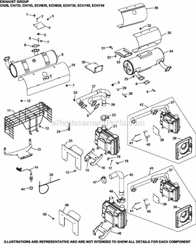 Page H Diagram and Parts List for  Kohler Engine