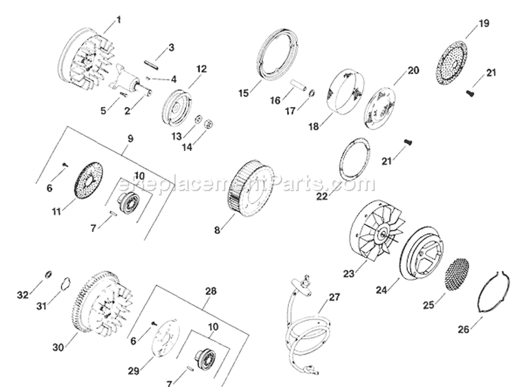 Page P Diagram and Parts List for  Kohler Engine