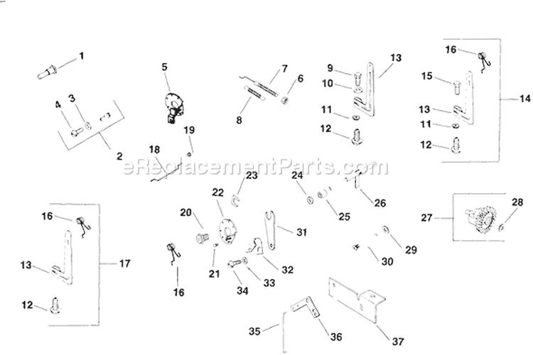 Page T Diagram and Parts List for  Kohler Engine