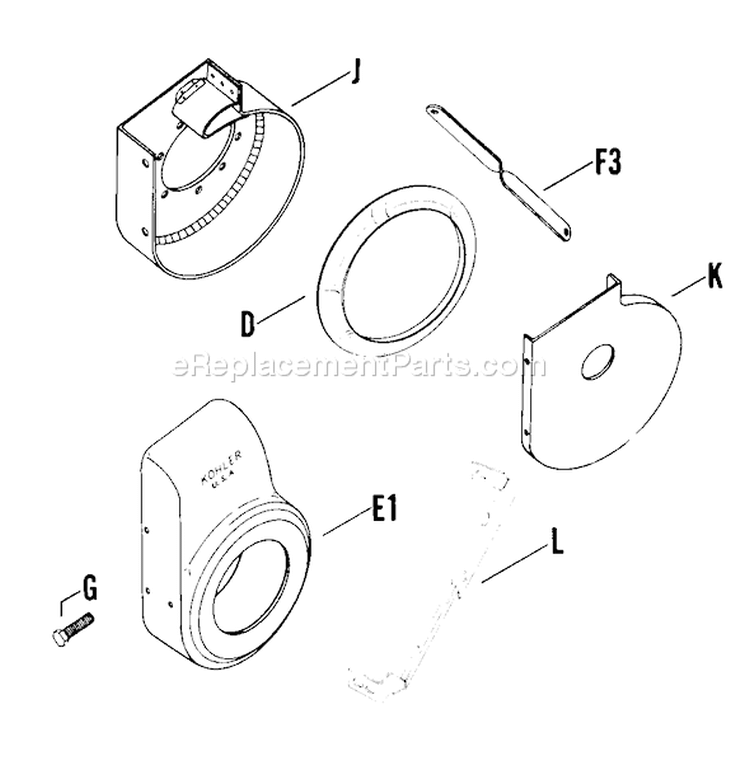Page E Diagram and Parts List for  Kohler Generator