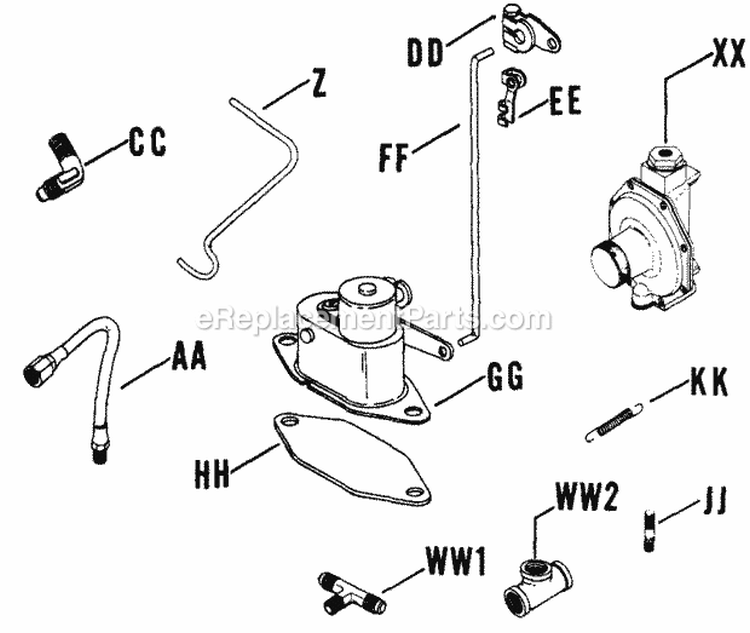 Page H Diagram and Parts List for  Kohler Engine