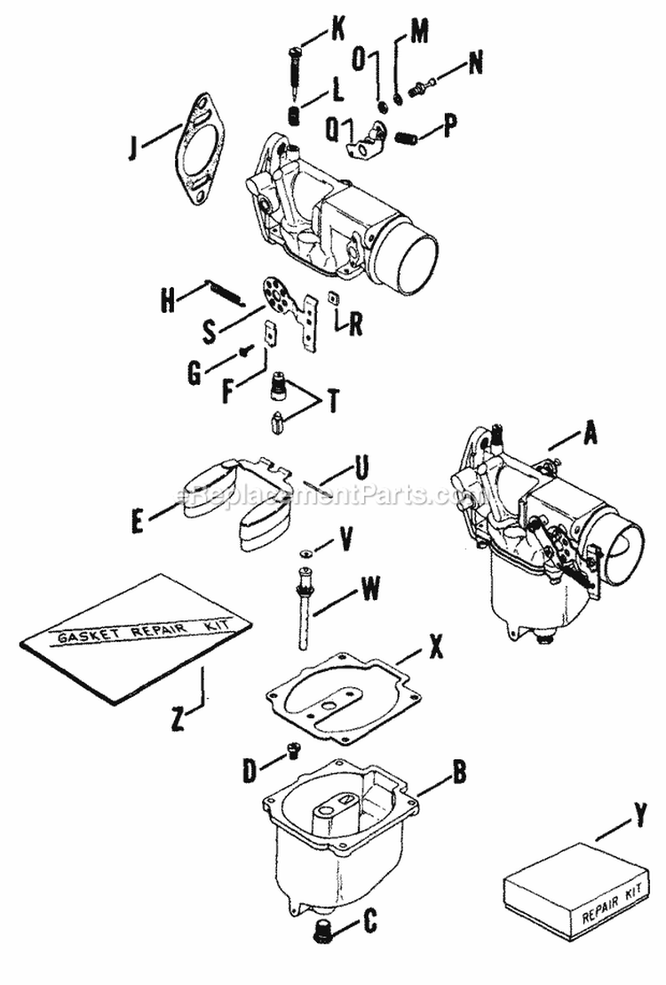 Page F Diagram and Parts List for  Kohler Engine