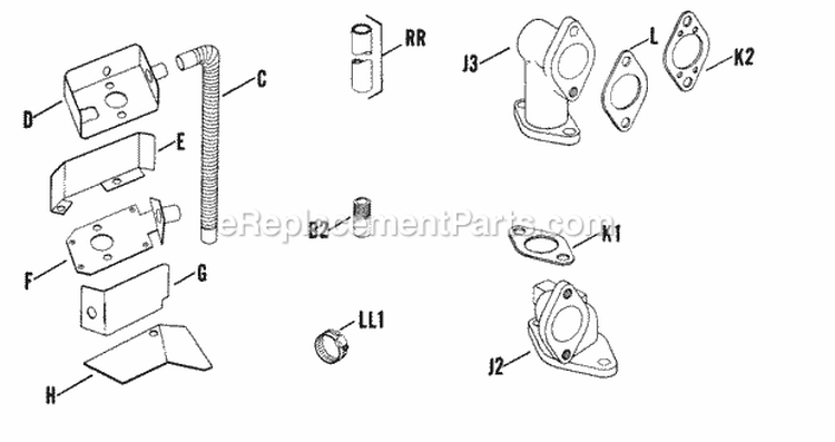 Page G Diagram and Parts List for  Kohler Engine