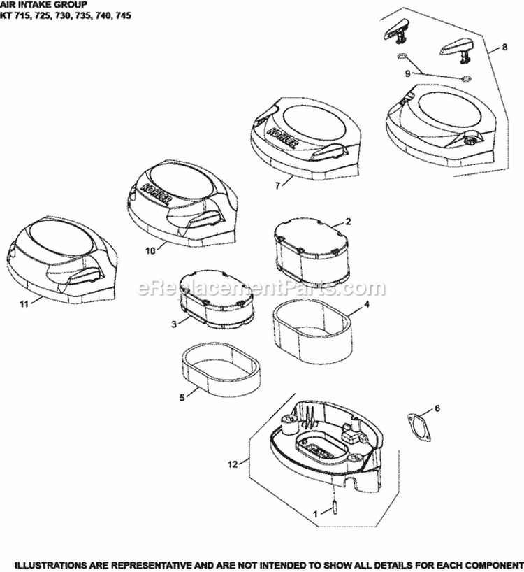 Page B Diagram and Parts List for  Kohler Engine