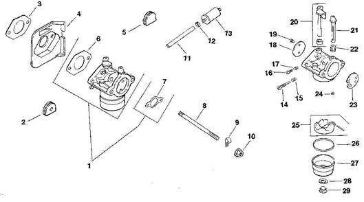 Fuel System Diagram and Parts List for  Kohler Engine