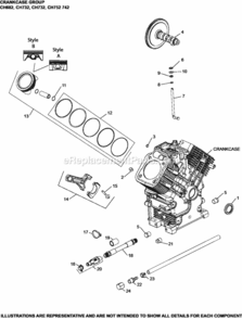 Crankcase_Group_2-24-423_Ch682-752 Diagram and Parts List for  Kohler Engine