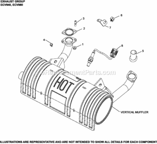 Exhaust_Group_11-62-29_Ecv940-980 Diagram and Parts List for  Kohler Engine
