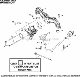 Fuel_System_Group_8-32-96_Zt Diagram and Parts List for  Kohler Engine