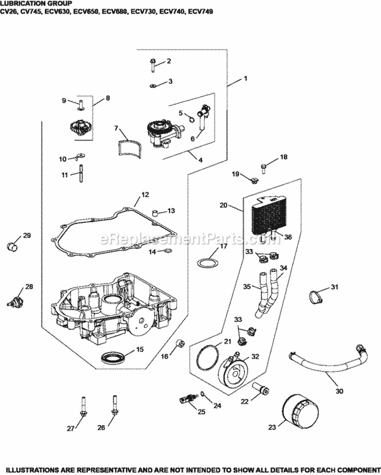 Page K Diagram and Parts List for  Kohler Engine