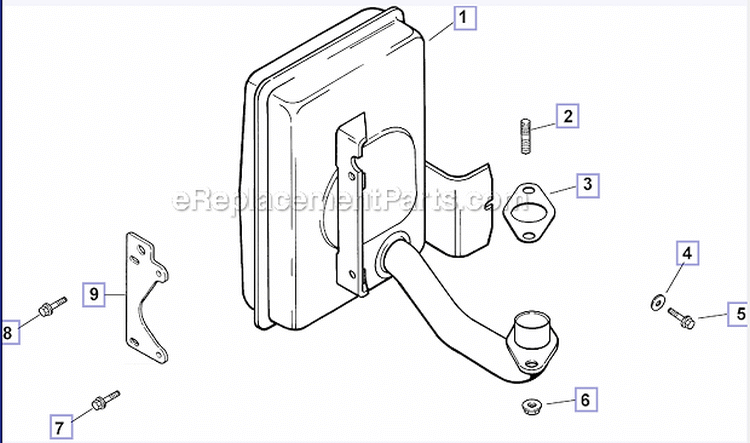 Exhaust Diagram and Parts List for  Kohler Engine