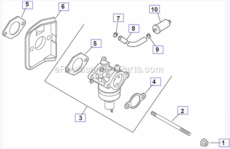 Fuel System Diagram and Parts List for  Kohler Engine