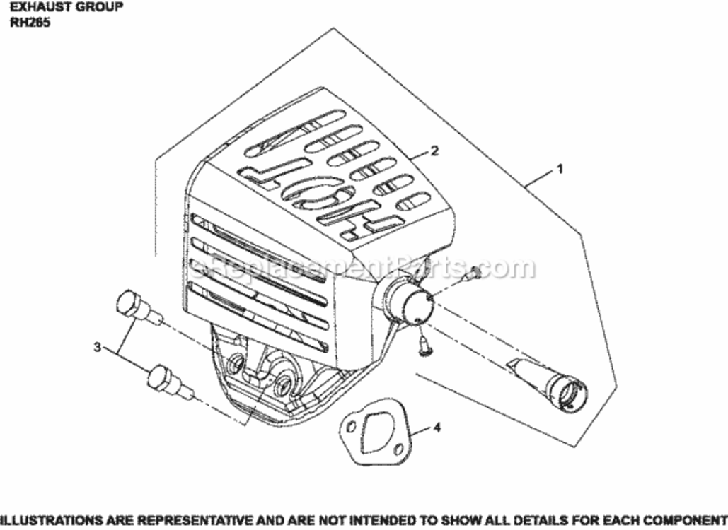 Exhaust_Group_Rh265-0001_Rh265 Diagram and Parts List for RH265-0001  Kohler Engine